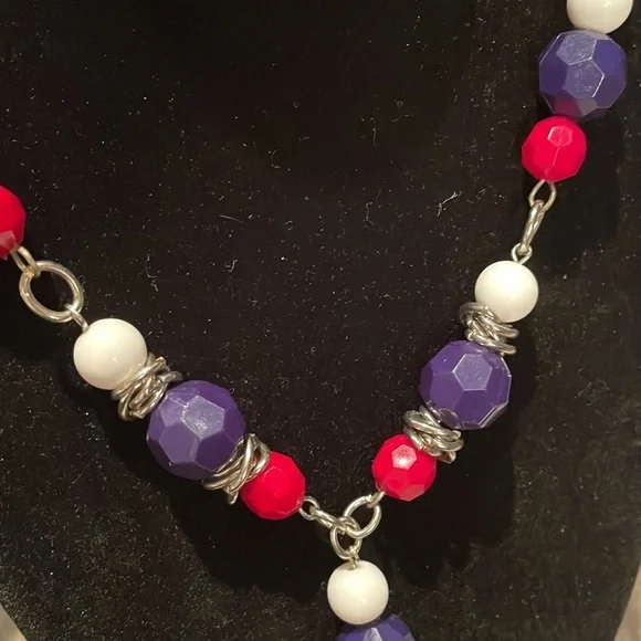 Red white & blue Tassel Necklace 28-30” - Picture 3 of 3